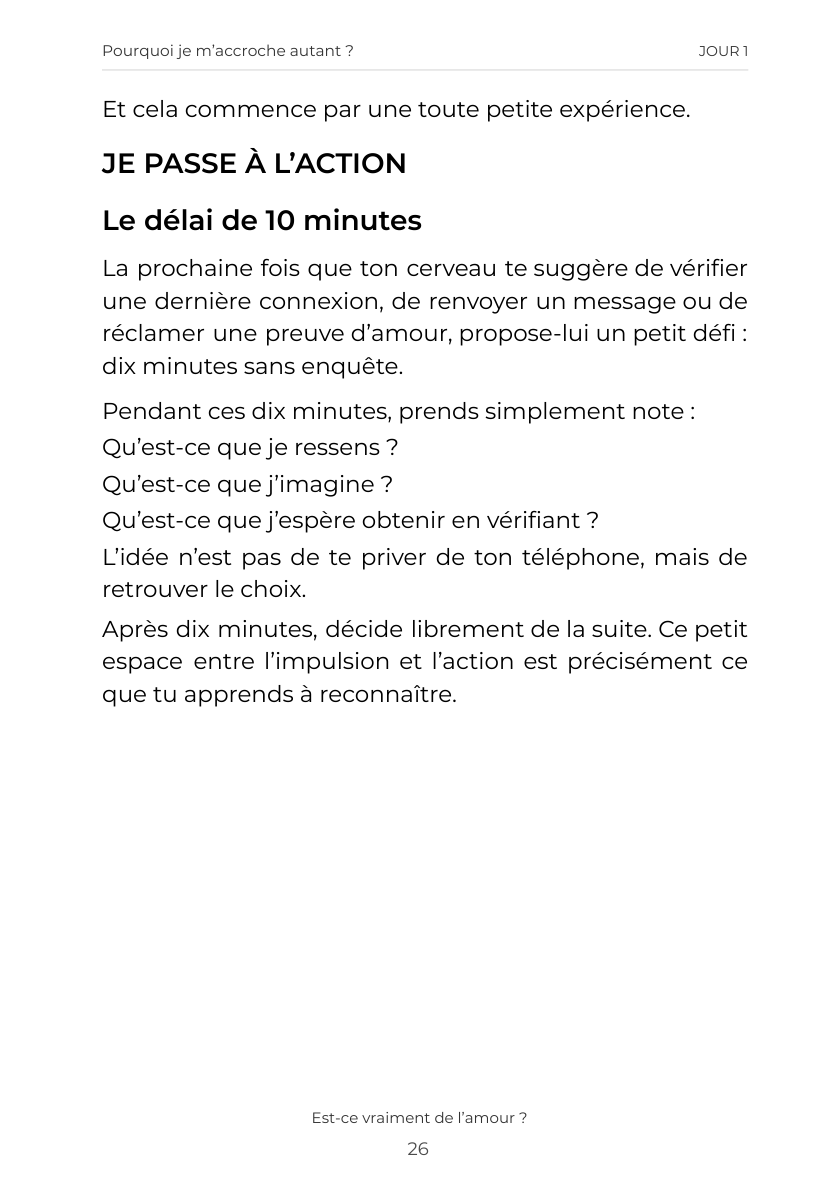 Vraie page du Jour 1 : exercice Le délai de 10 minutes