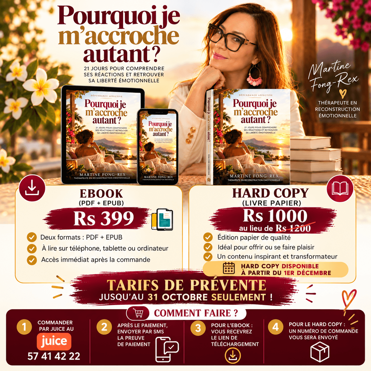 Visuel des tarifs de prévente du livre